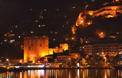 Illuminated city at night