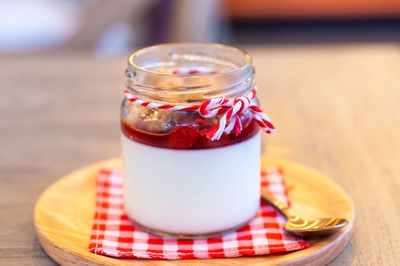 Close-up of drink in glass on table