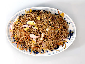 High angle view of food in bowl on table