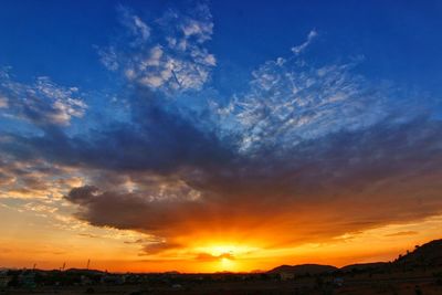 Scenic view of dramatic sky during sunset