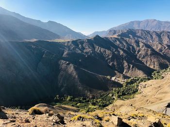 Panoramic view of landscape and mountains against sky