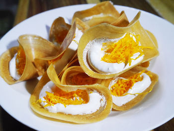 High angle view of meal served in plate