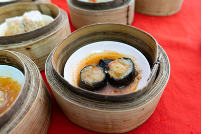 Close-up of food in bowl on table