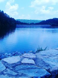 Scenic view of lake against sky