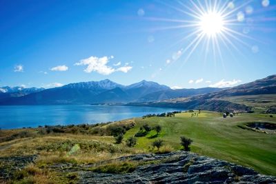 Scenic view of mountains against sky