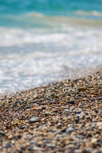 Surface level of stones on beach