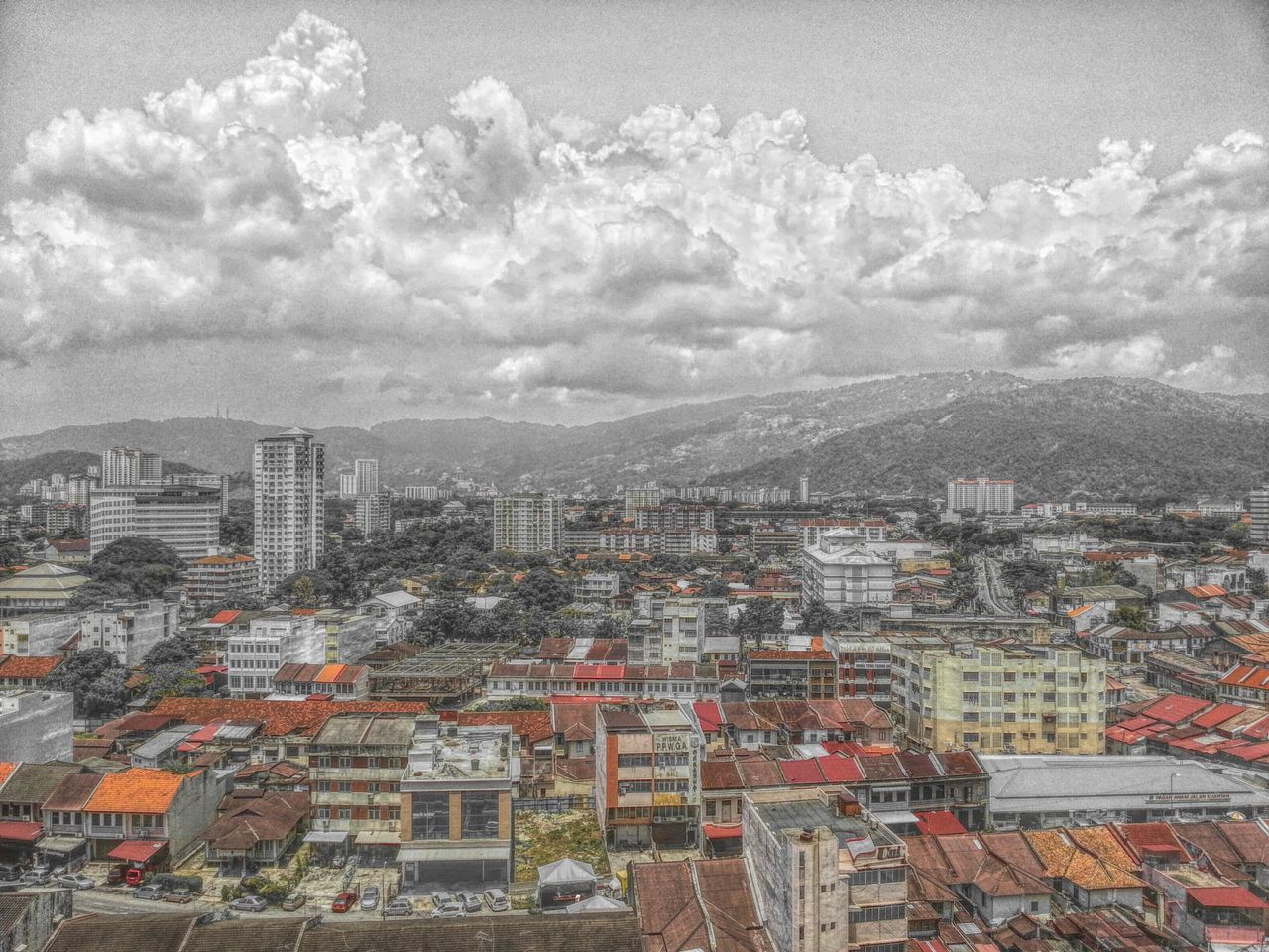 building exterior, architecture, cityscape, built structure, city, sky, crowded, cloud - sky, residential district, high angle view, residential structure, residential building, cloudy, cloud, community, outdoors, day, no people, house, human settlement