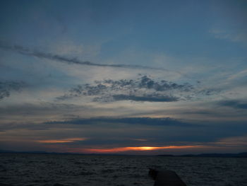 Scenic view of sea against sky at sunset