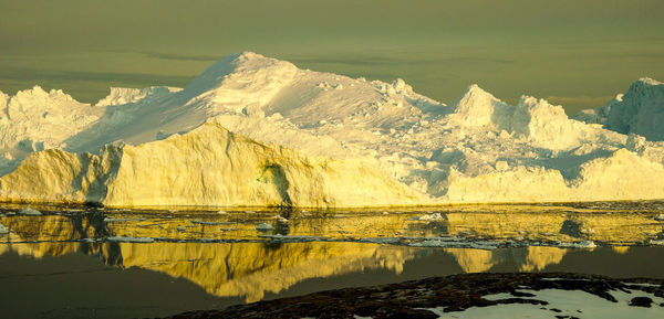 Scenic view of lake against mountain range