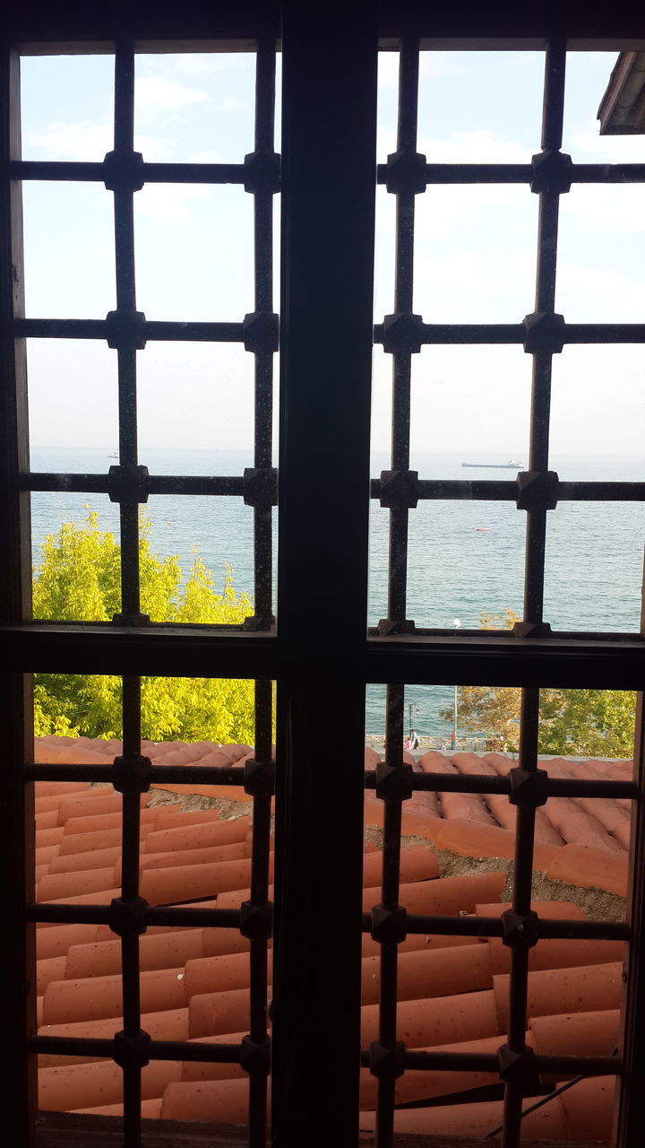 window, indoors, no people, day, sky, sea, water, nature, architecture, close-up