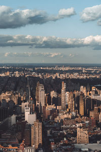 High angle view of buildings against sky in city
