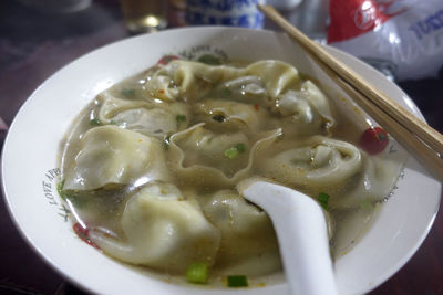 Close-up of noodles in bowl