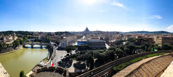 High angle view of buildings in city