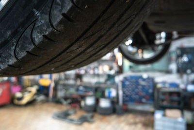 Close-up of bicycle parked on street