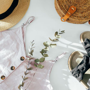 High angle view of personal accessories on table