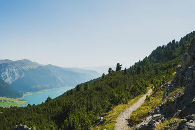 Scenic view of mountains against clear sky