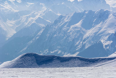 Aerial view of snowcapped mountains