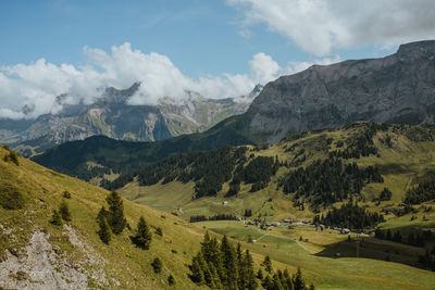 Scenic view of mountains against sky