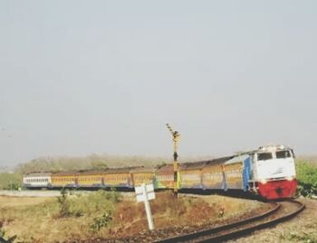 View of train on road