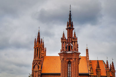 Low angle view of temple building against cloudy sky