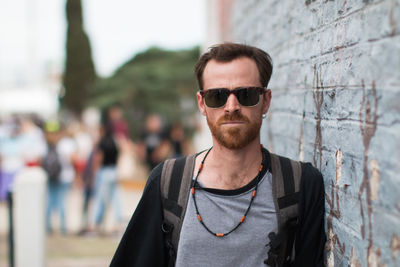 Portrait of backpacker traveling