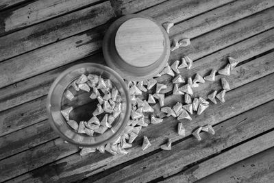 High angle view of food on table