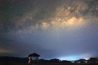 Scenic view of building against sky at night