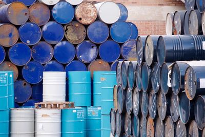 Stack of blue drums