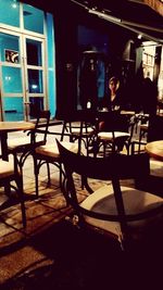 Empty chairs in restaurant