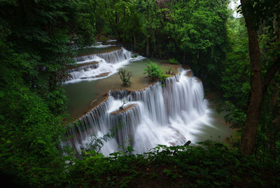 Scenic view of waterfall in forest