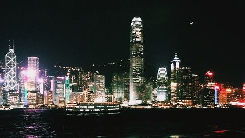 Illuminated cityscape at night