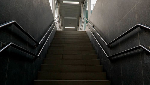 Low angle view of empty staircase in building