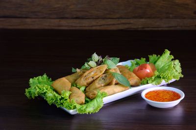 High angle view of vegetables on table