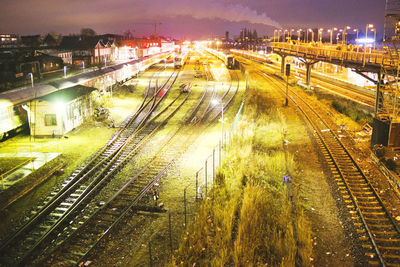 View of illuminated city at night