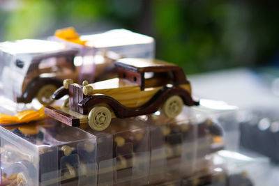 Close-up of toy car at store