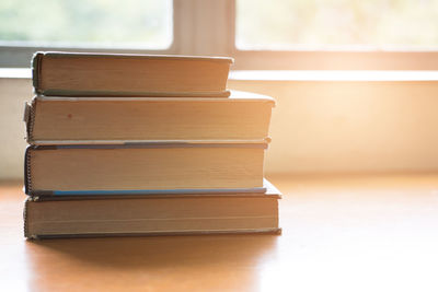 Close-up of books on table