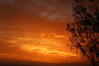 Low angle view of cloudy sky at sunset