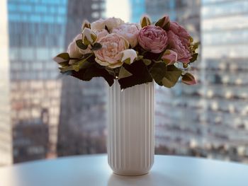 Close-up of rose in vase