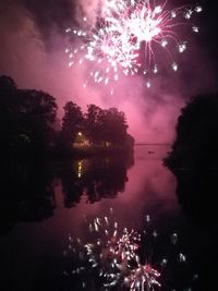 Firework display at night