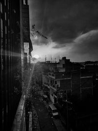 High angle view of street amidst buildings in city