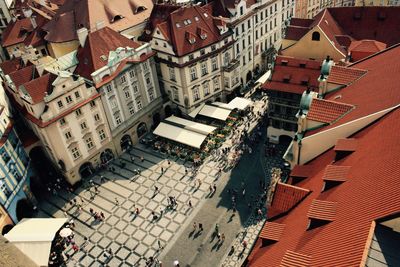 High angle view of buildings in city