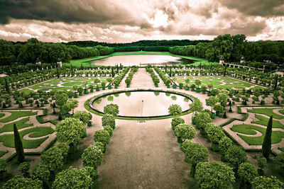 Scenic view of garden against sky