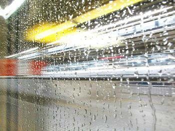 Close-up of rain drops on window