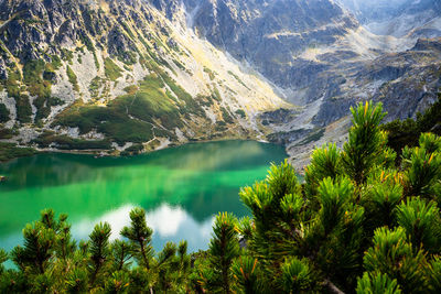 Scenic view of lake and mountains