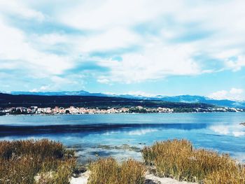 Scenic view of lake against sky