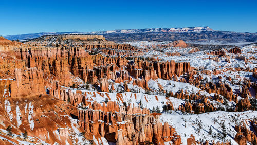 Panoramic view of landscape against sky during winter