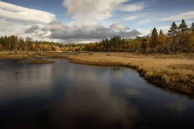 Scenic view of lake against sky