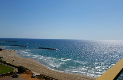 Scenic view of sea against clear sky