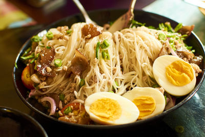 Close-up of food in bowl on table