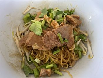 High angle view of meal served in plate